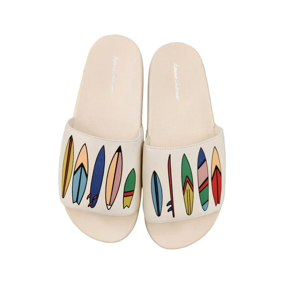 Hanna Andersson Slide Sandals Surfboard Print Summer Beach Y4/5 Women 5.5–6.5